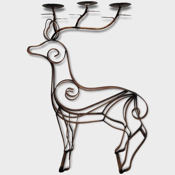 Vintage Braided And Twisted Metal Reindeer Candle Holder Christmas Decoration - Picture 2 of 12